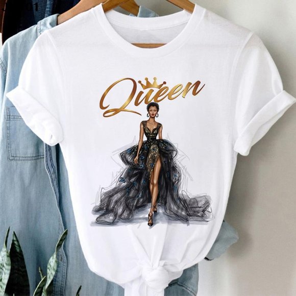 Pants - Summer Hot Sale Fashion Queen Print T-shirt Harajuku Women&#39;s Soft O-Neck Loo
